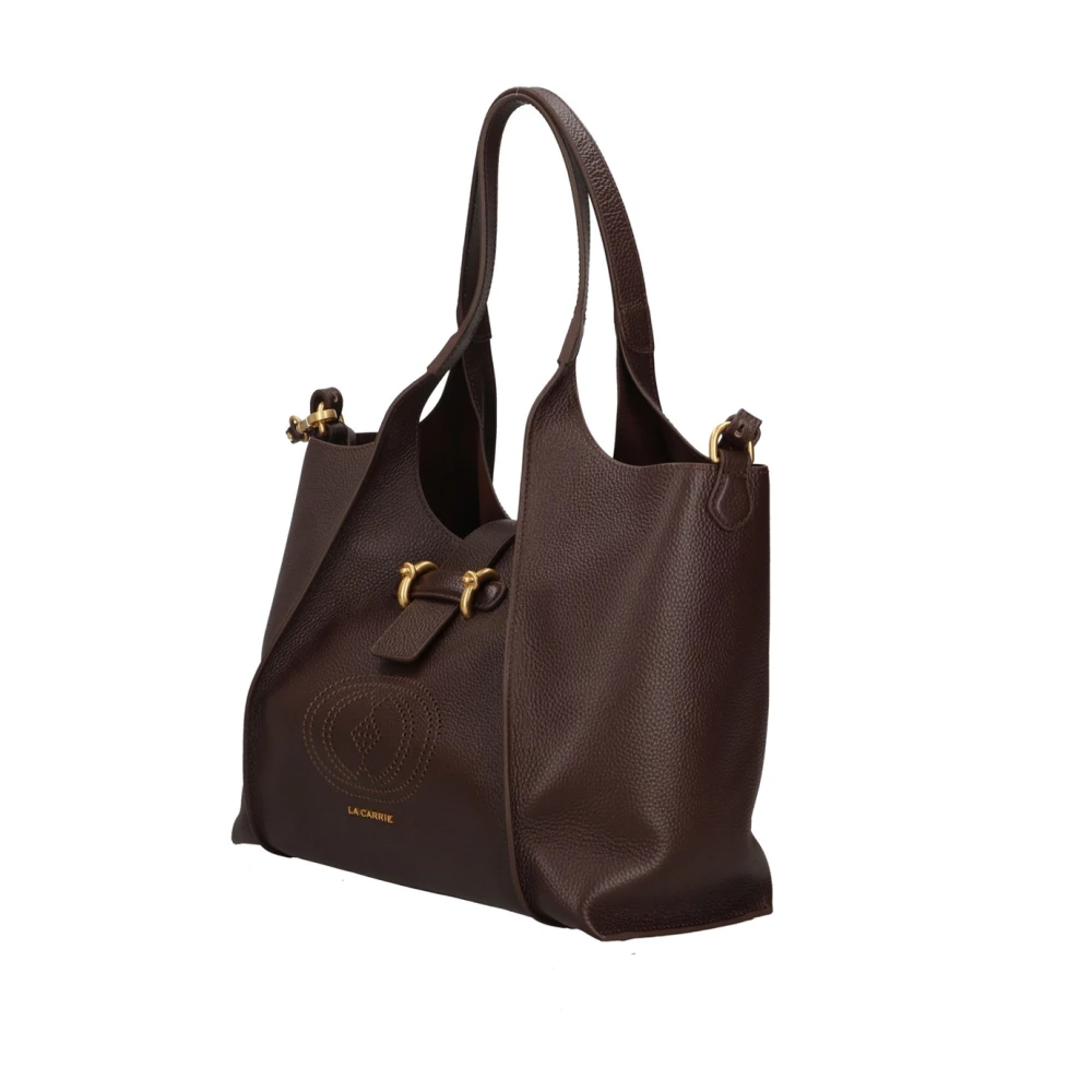 La Carrie Elegante Drilled Logo Handtas voor vrouwen Brown Dames