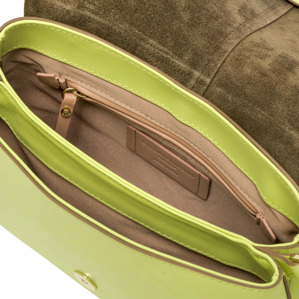 Gianni Chiarini Leren handtas met metalen handvat en verstelbare afneembare leren schouderband Yellow Dames