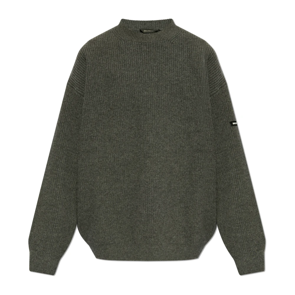 Balenciaga Wollen trui met logo Gray Heren