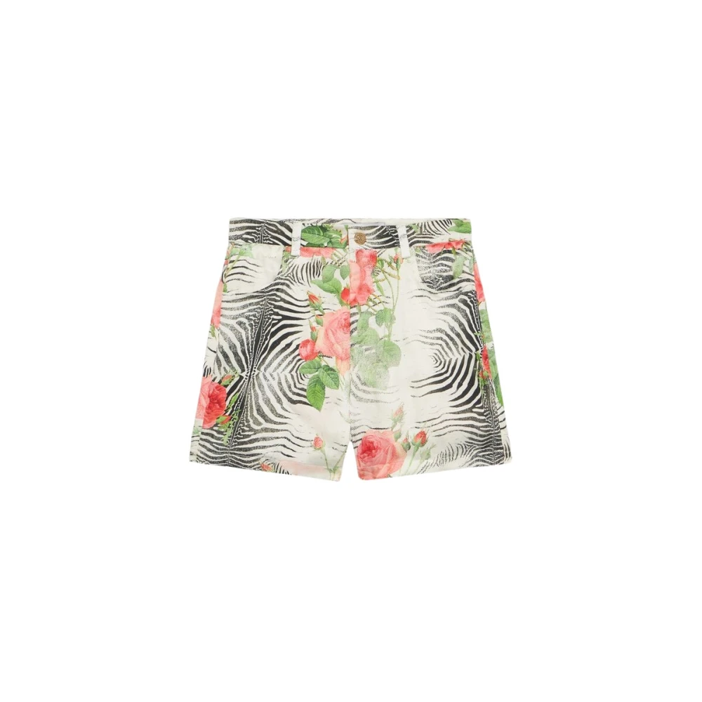 Roberto Cavalli Multicolor Shorts, Female, 10 Y, Tigress Rose Print Shorts