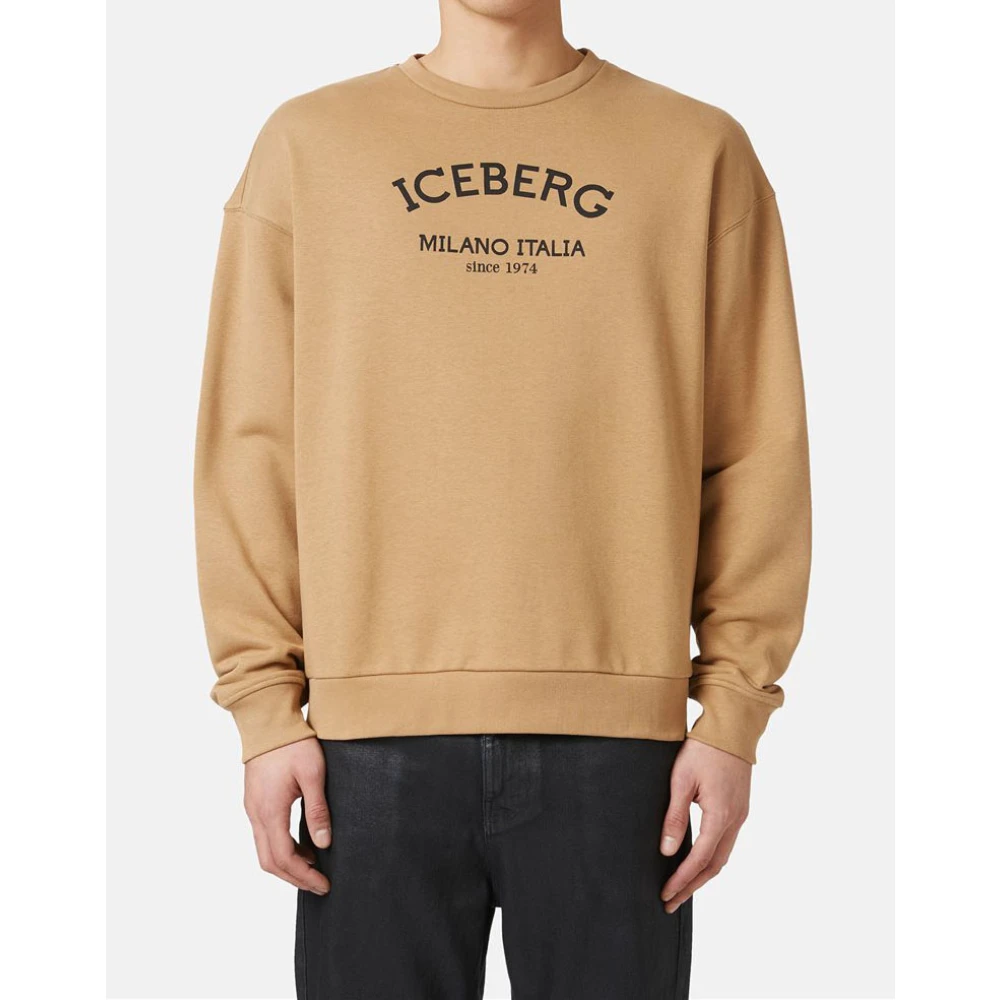 Iceberg Sweatshirt met ronde hals en logo Brown Heren