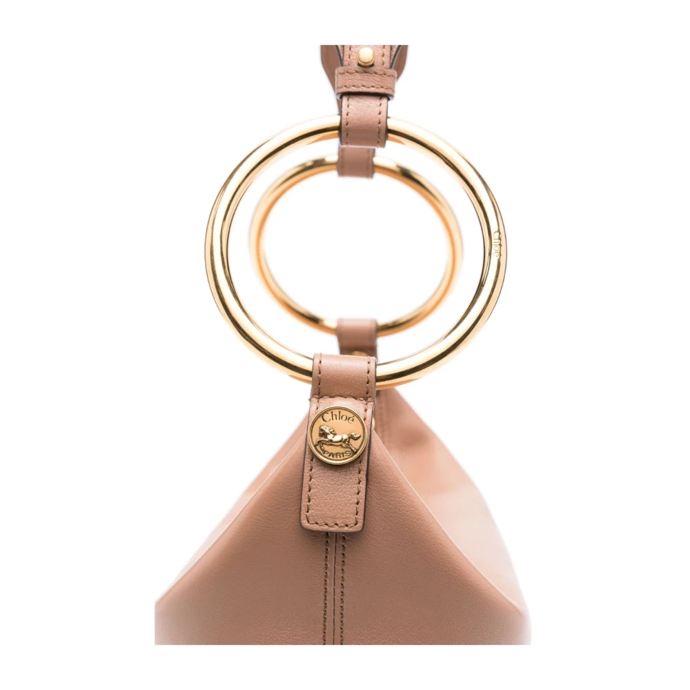 Chloé Roze Gehamerd Leren Handtas met Gouden Hardware Pink Dames