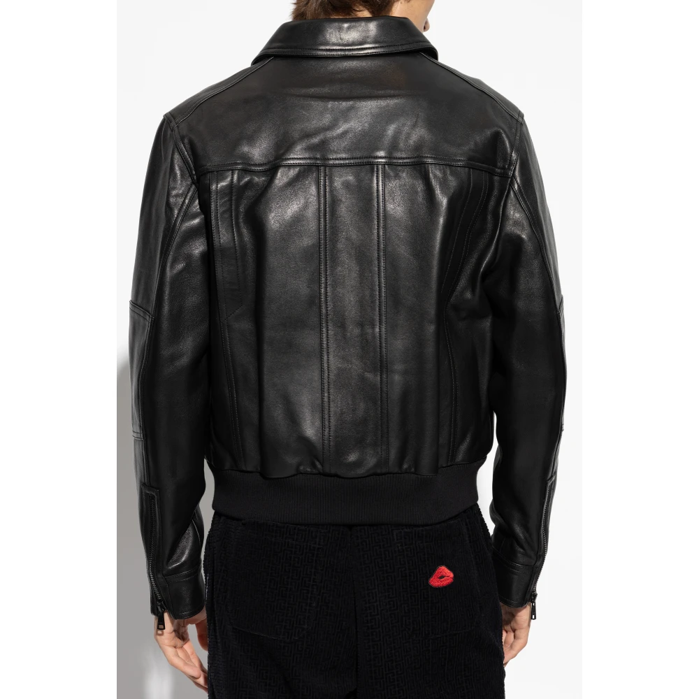 Balmain Leren jas Black Heren