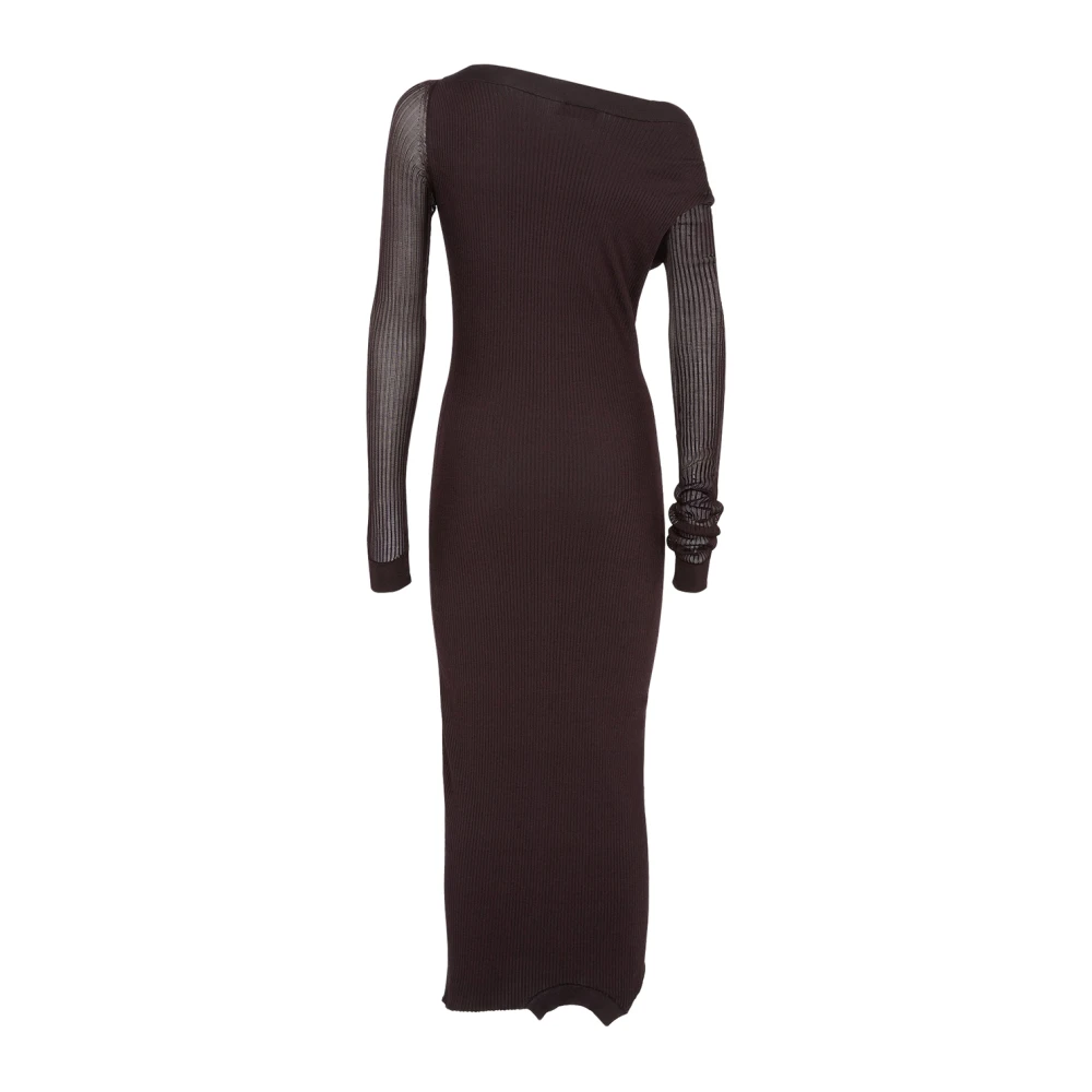 Fendi Paarse Longuette Jurk met Asymmetrische Halslijn Purple Dames