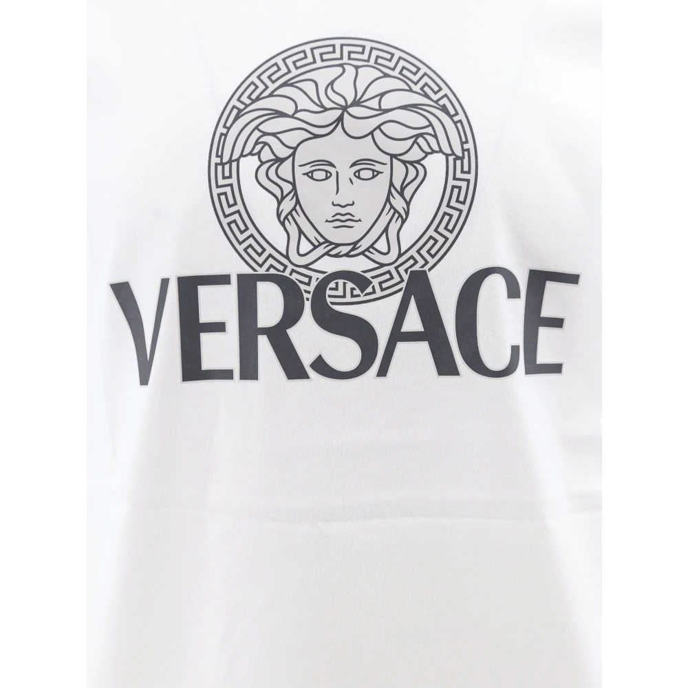 Versace Iconisch Print Jersey Katoenen T-Shirt White Heren