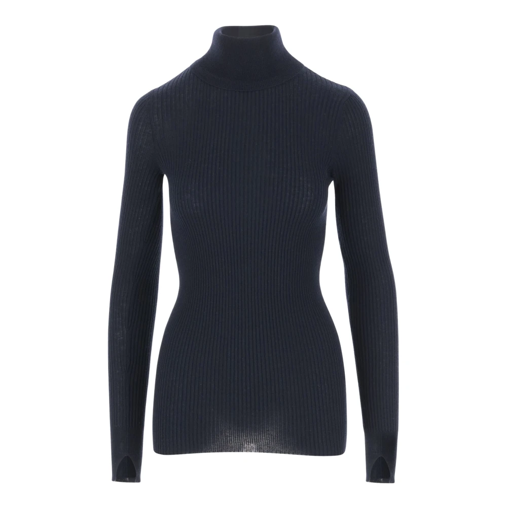 Wild Cashmere Zijde Kasjmier Blend Hoge Hals Trui Blue Dames