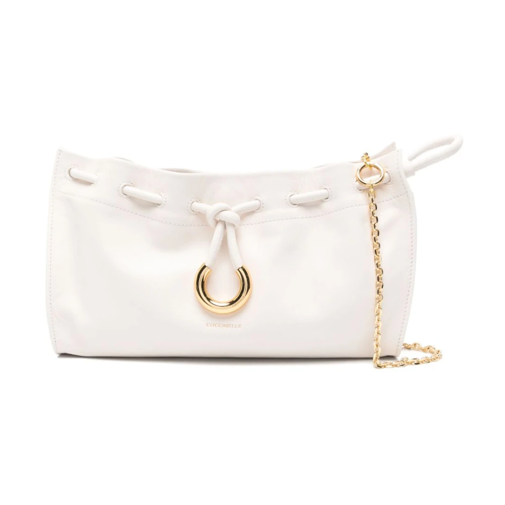 Coccinelle Witte Trekkoord Schoudertas White Dames