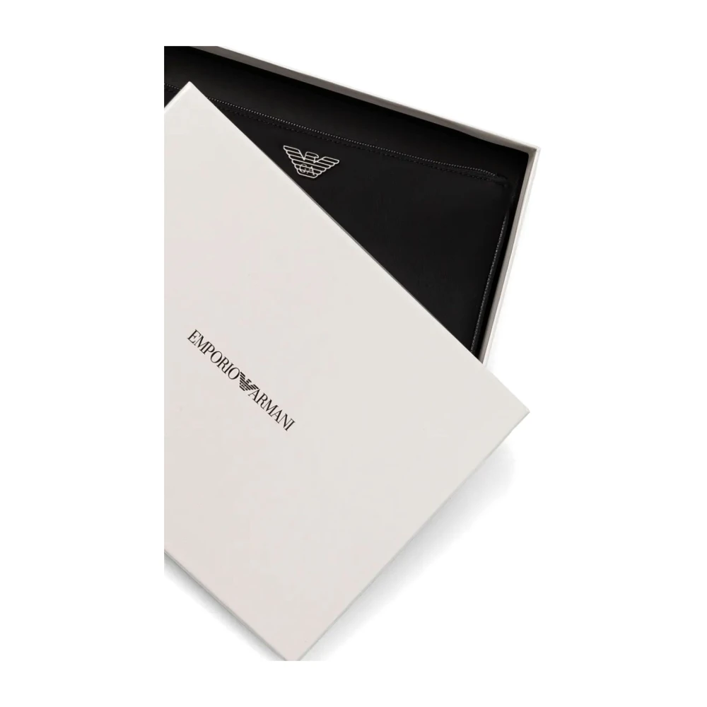 Emporio Armani Zwart Nylon Portemonnee Pouch Black Dames