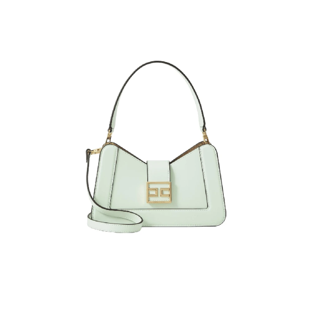 Elisabetta Franchi Mint Trapeziumvormige Tas met Knoopsluiting Green Dames