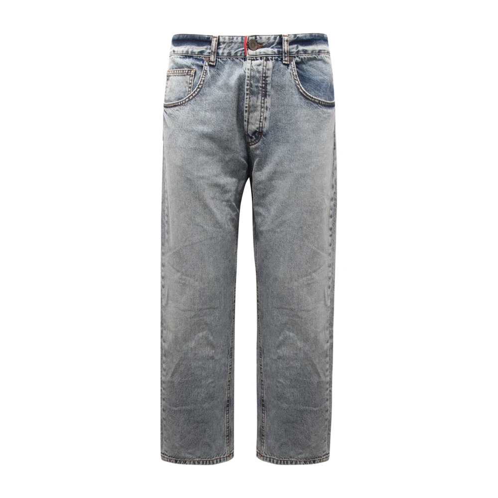 Gaëlle Paris Men's Blue Straight Fit Jeans, W30, Straight Denim Trousers Made In Italy