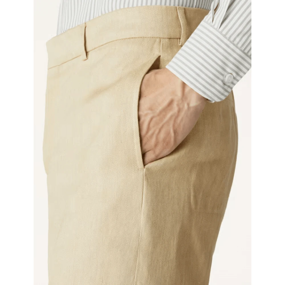 Loro Piana Rugged Brown Linnen Broek Beige Heren