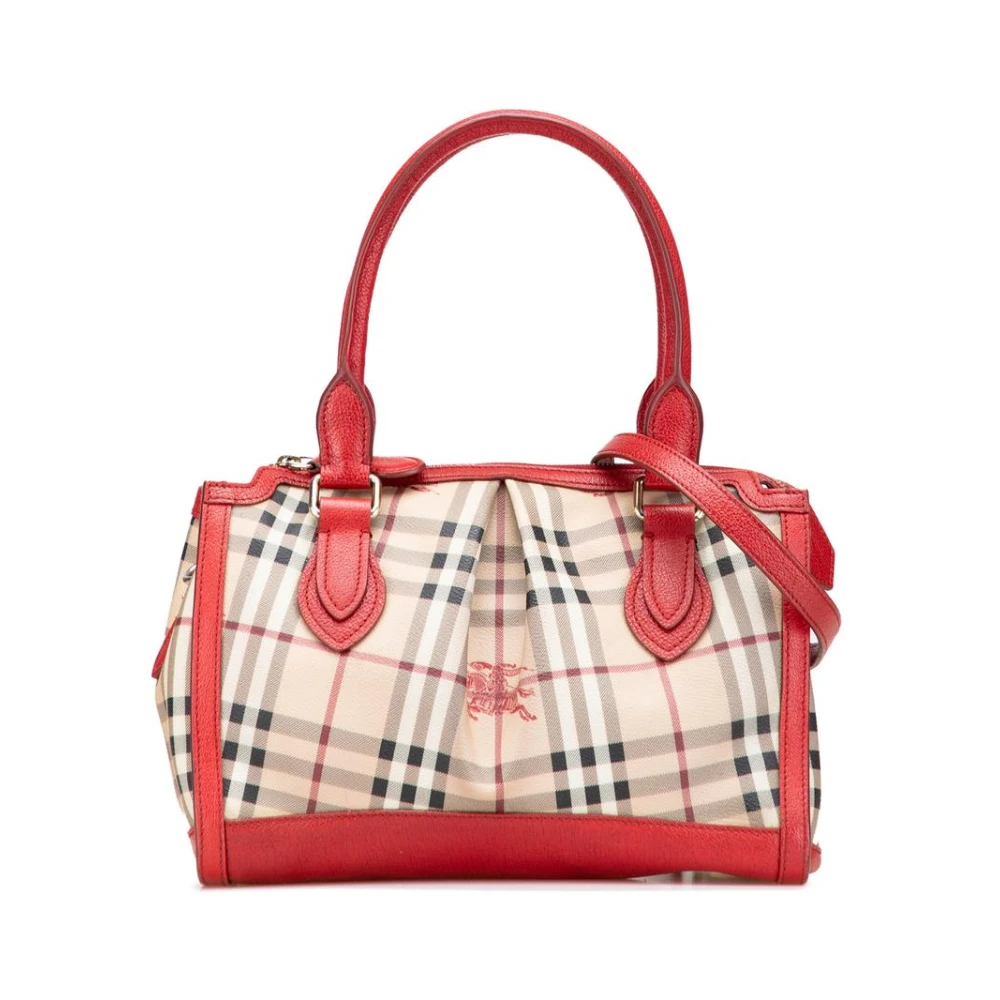 Pre-owned Elegant Plaid Pattern Top Handle Bag with Shoulder Strap - Burberry Vintage - Modalova