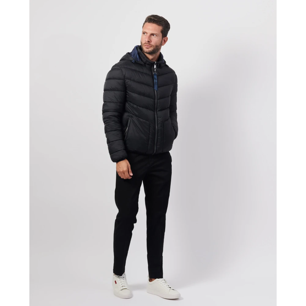 YES ZEE Zwarte Gewatteerde Hooded Ritsjas Black Heren