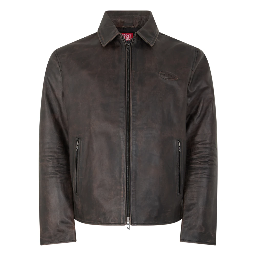 Diesel Mannelijk Bruin Jassen Heren, M, Leer, L-Amar-Wrd Leren Jas
