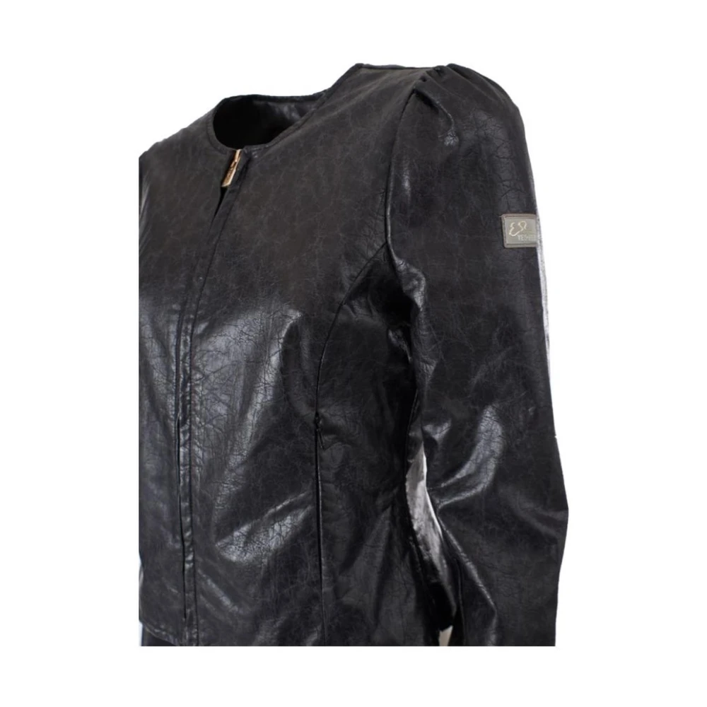YES ZEE Stijlvolle Eco-Leren Jas met Ritssluiting Black Dames