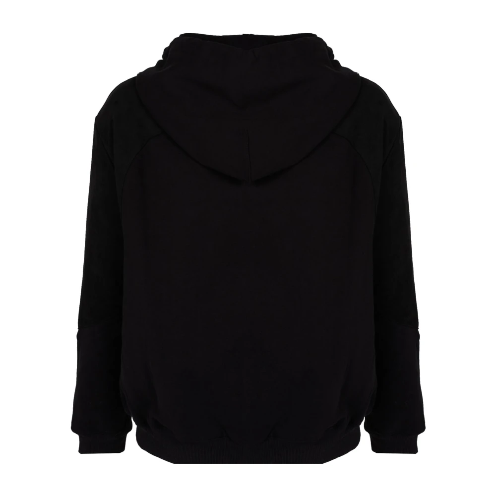 Les Hommes Hoodie met ritssluiting zakken Black Heren