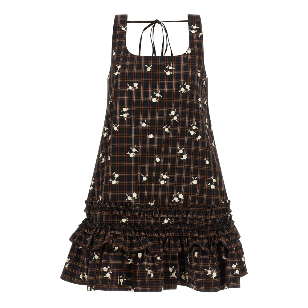 Ganni Donna Cappuccino Dress In Floral Check - Size 38 Organic Cotton - Immagine 3