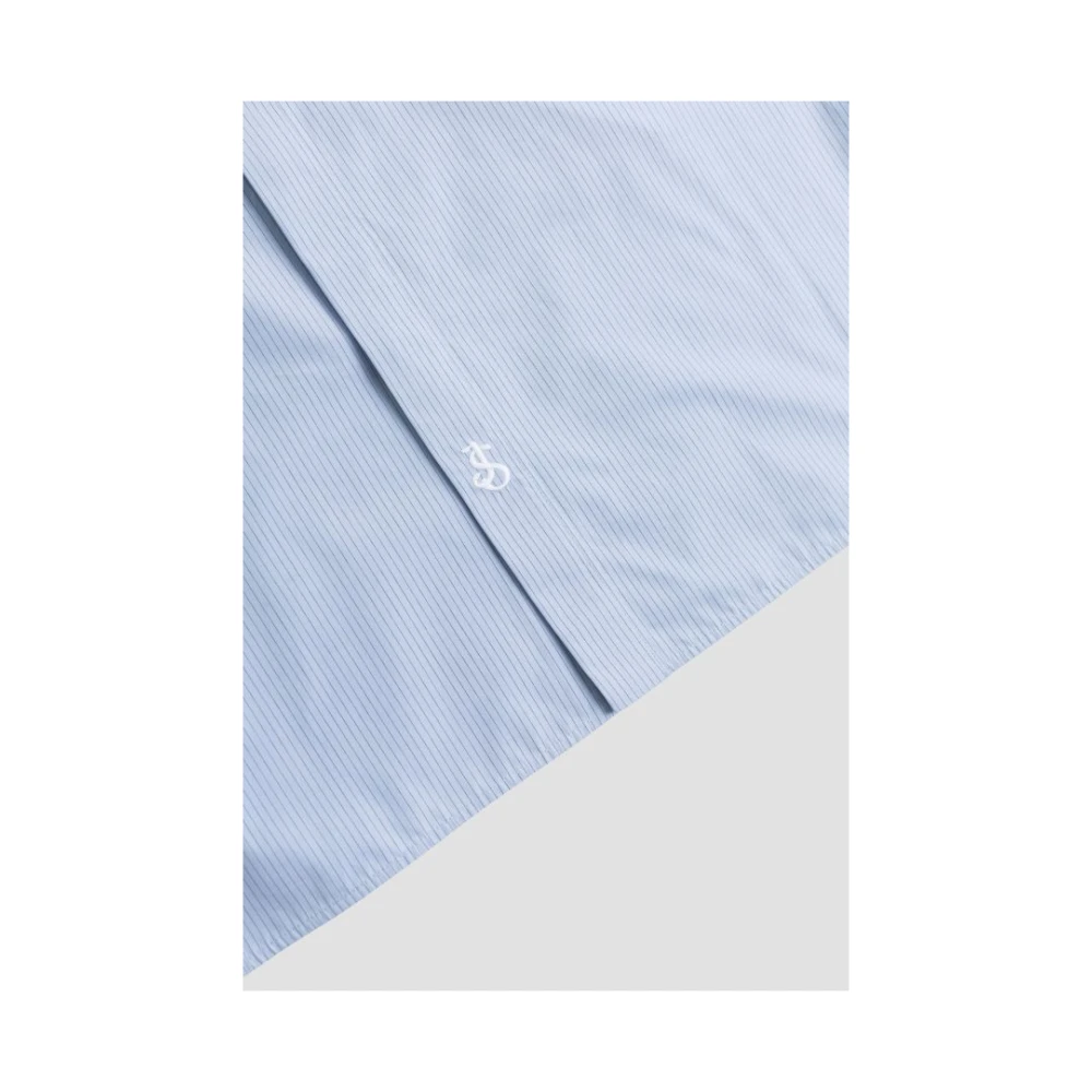 Jil Sander Blauw Gestreept Katoenen Overhemd Blue Heren