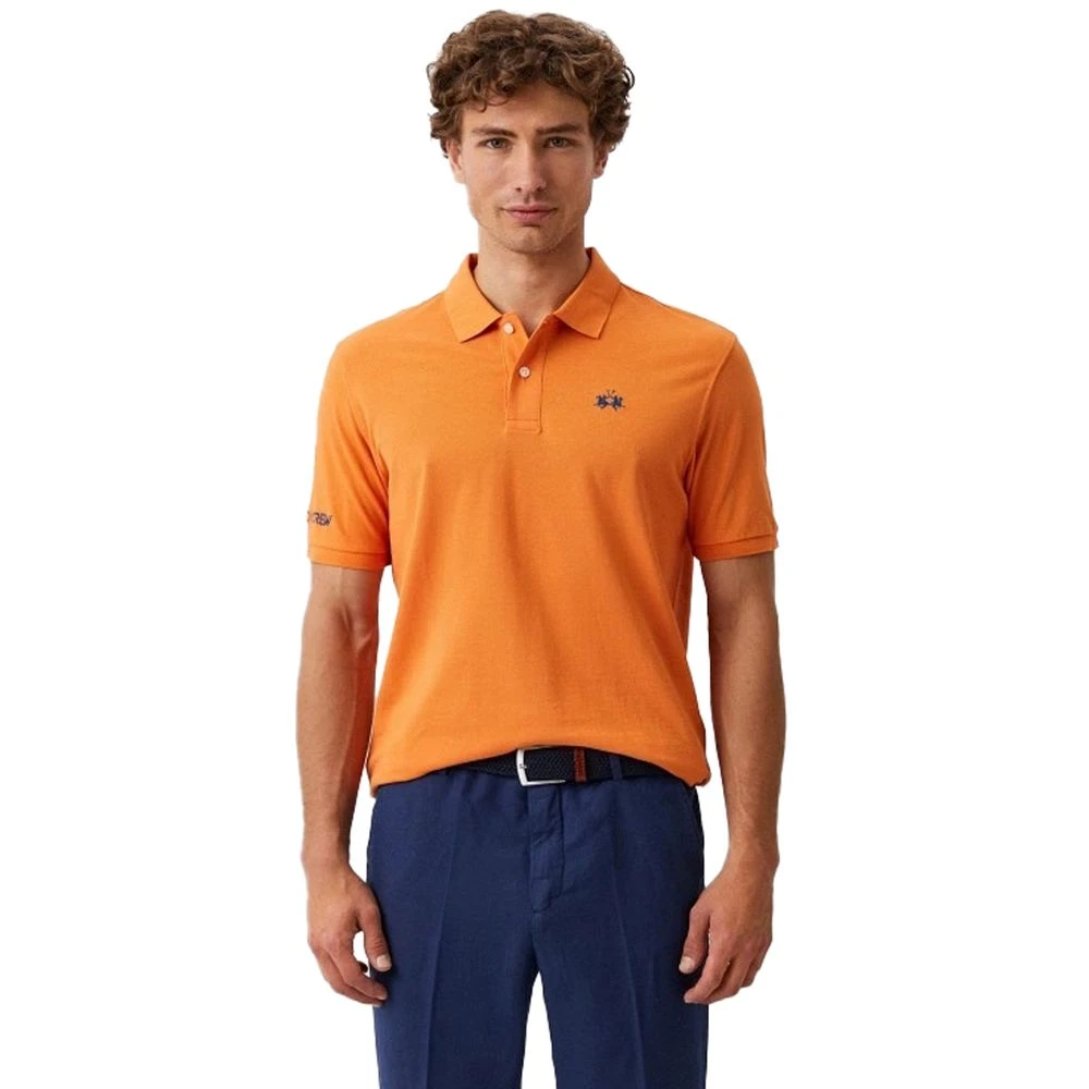 LA MARTINA Katoenen poloshirt met logoborduursel Orange Heren