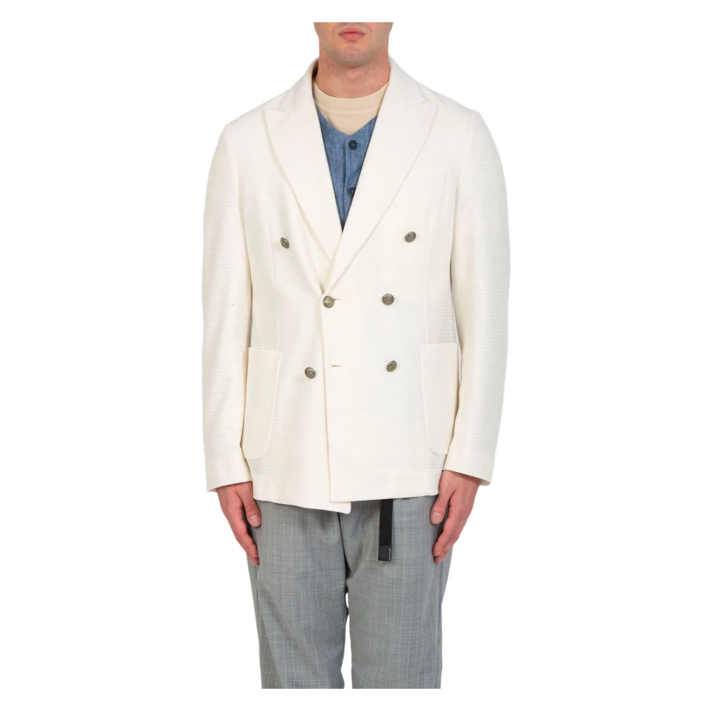 Circolo 1901 Linnen Blend Double-Breast Blazer White Heren