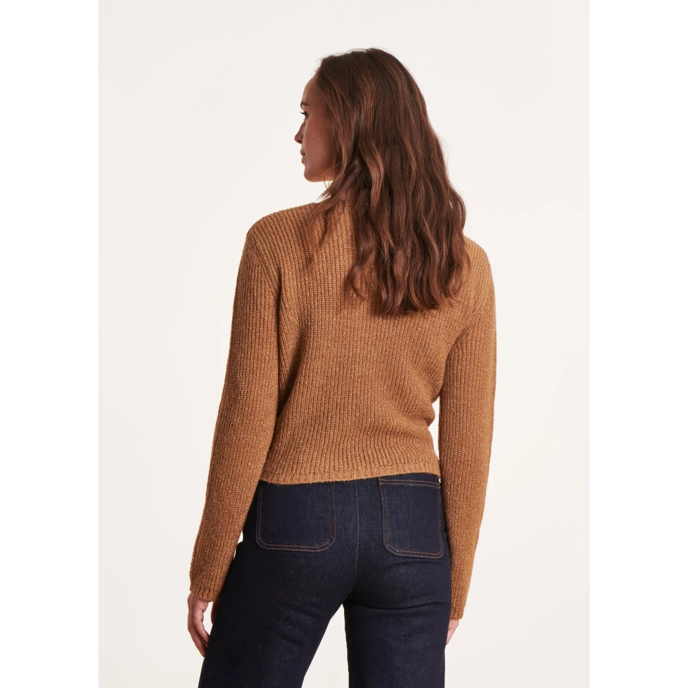 La Fée Maraboutée Iridescent gebreide korte trui Brown Dames