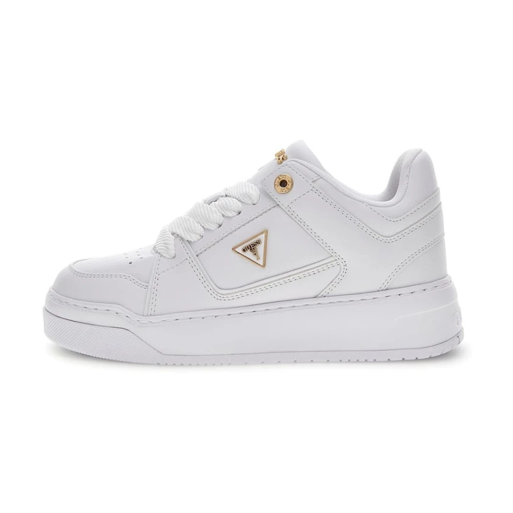 Guess Geperforeerde Basket Sneakers met Gewatteerde Kraag Dames Schoenen Wit
