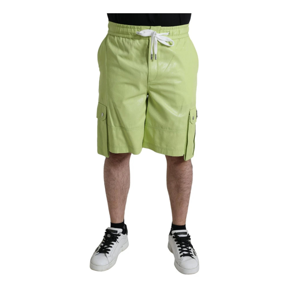 Dolce & Gabbana Men's Green Casual Shorts, L, Cotton Cargo Bermuda Shorts
