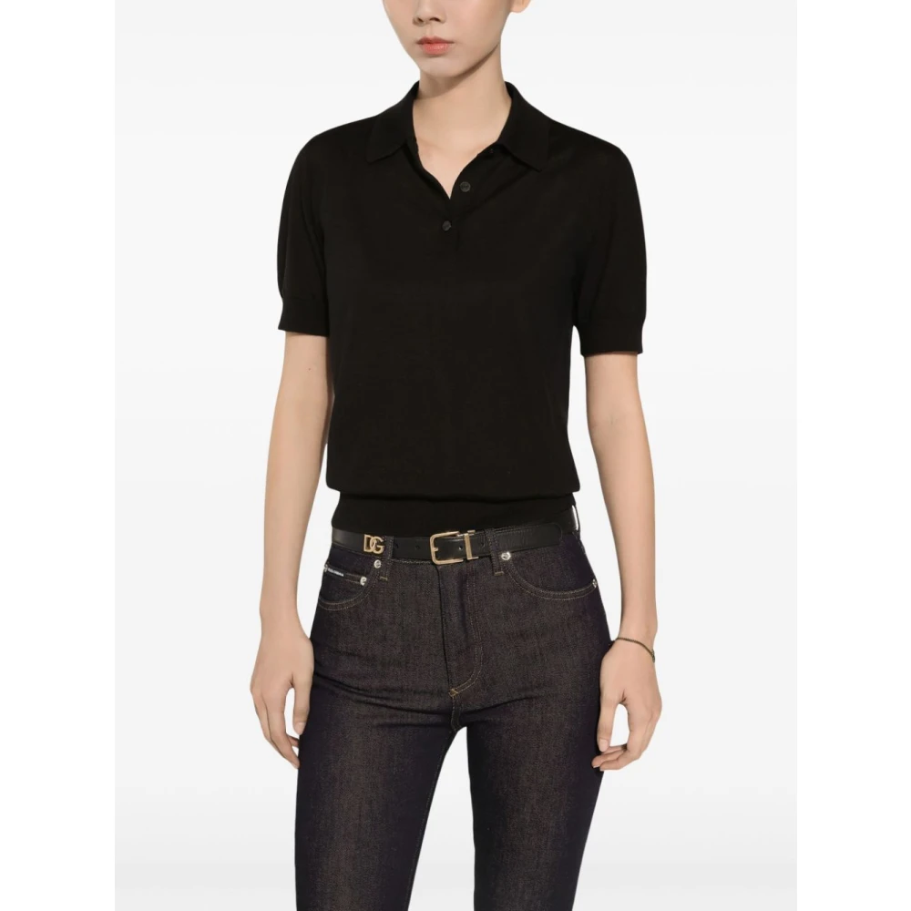 Dolce & Gabbana Zwart leren logogordel vrouwen Black Dames