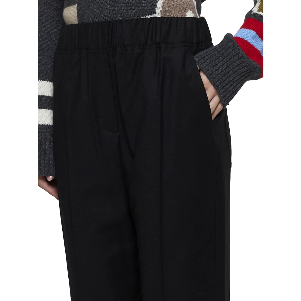Max Mara Weekend Zwarte Wol Straight Leg Broek Black Dames