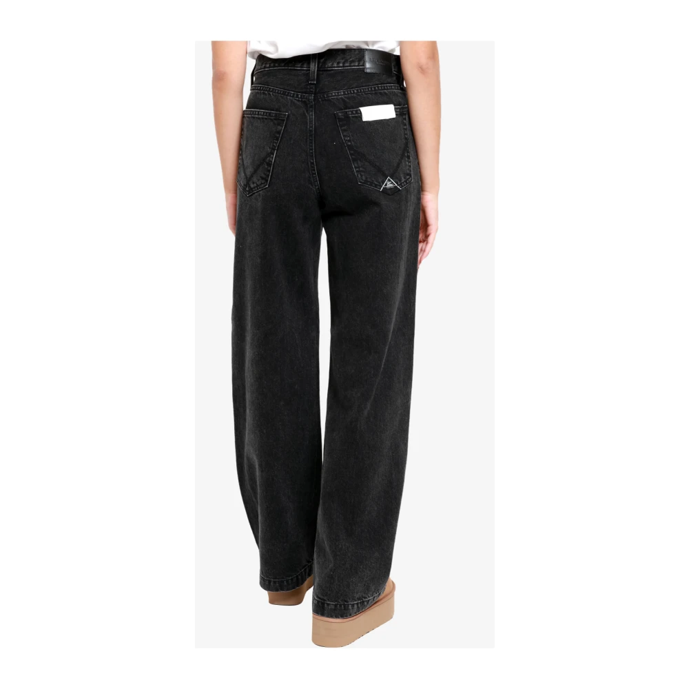 Roy Roger's Denim Flare Jeans met Gebruikt Effect Black Dames