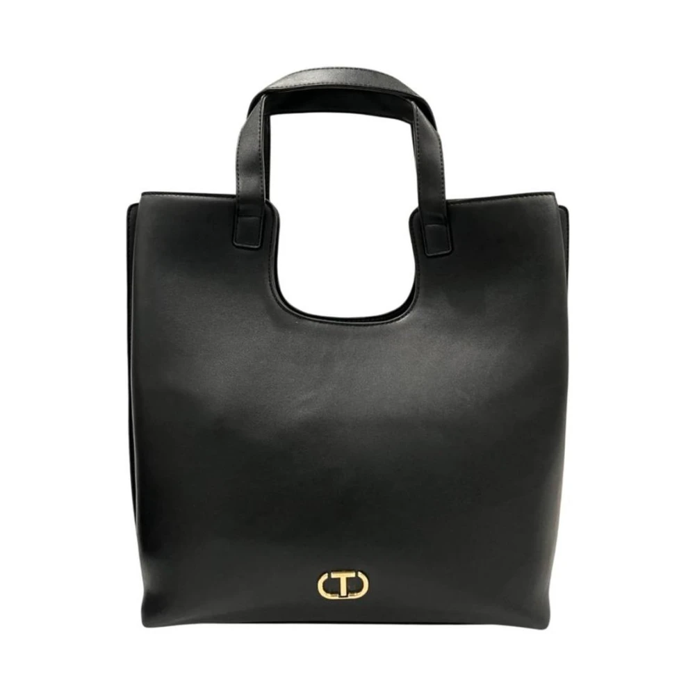 Twinset Women's Black Pu Leather Shoulder Bag With Chain Strap - Handbags - One Size- Bags