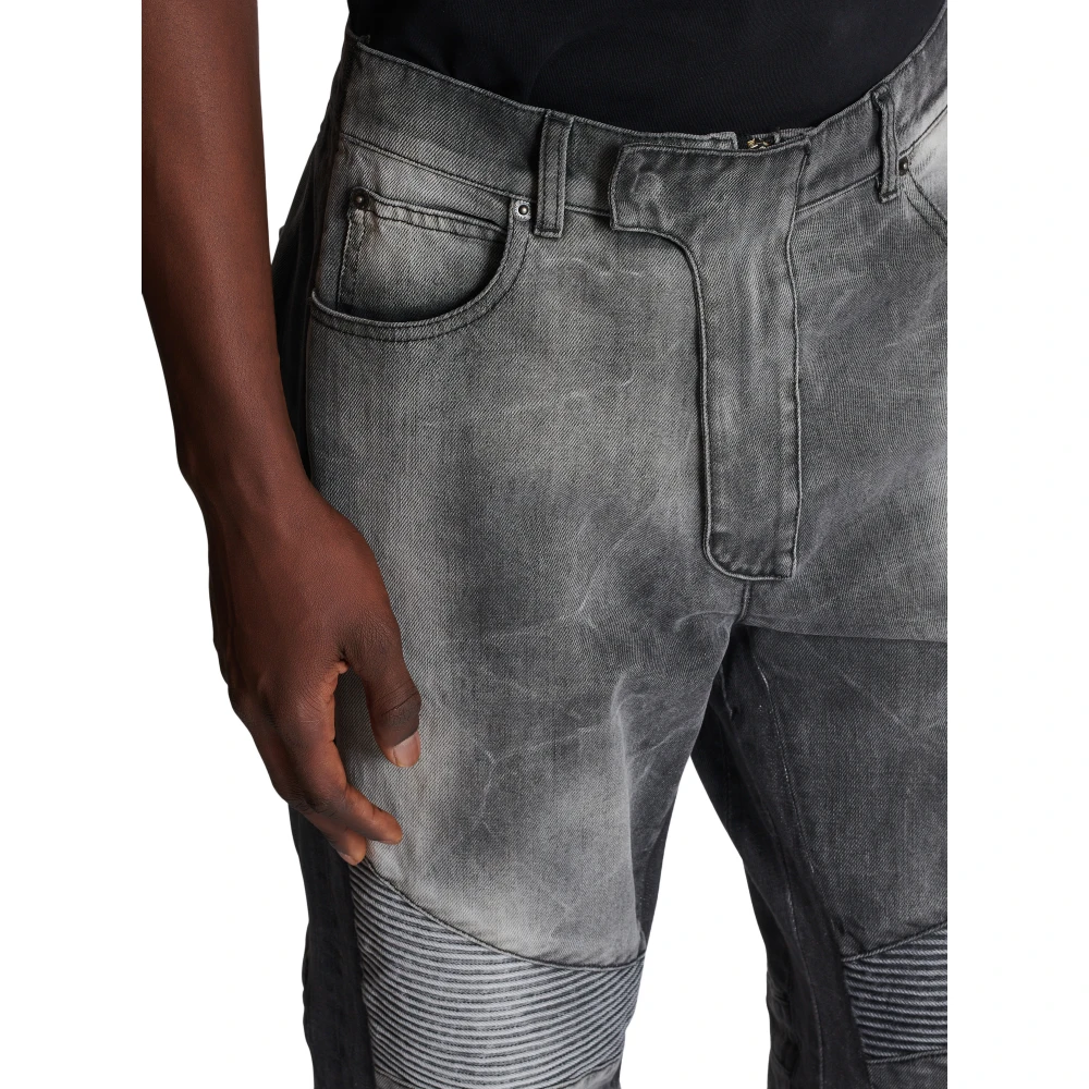 Balmain Loose-fit denim biker jeans Gray Heren