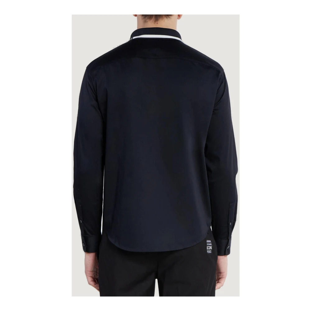 Armani Exchange Blauw overhemd met knoopsluiting Blue Heren