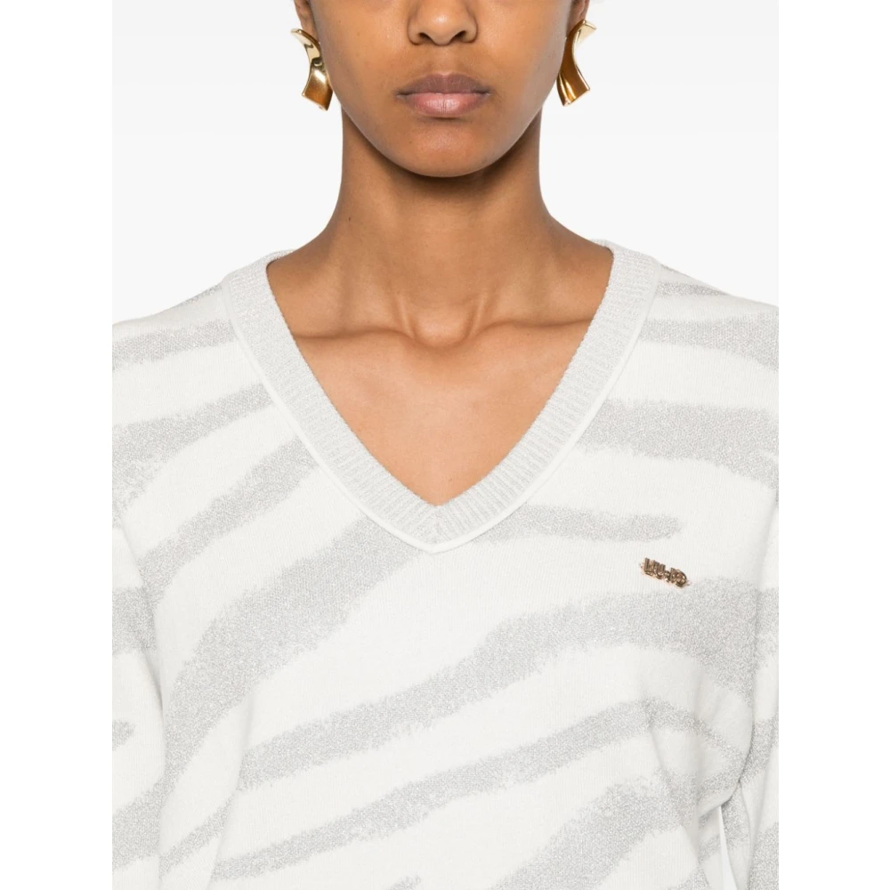 Liu Jo Zebra Patroon Gebreide Trui Gray Dames