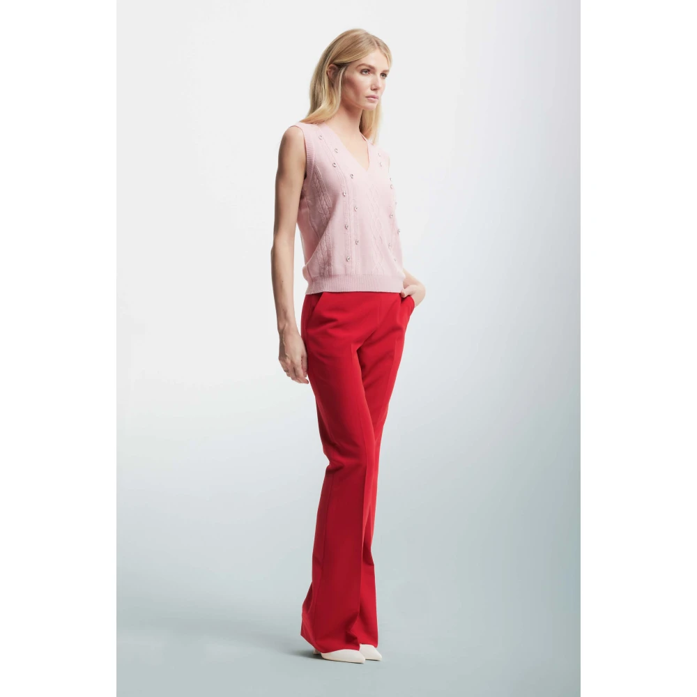 Kocca Mouwloze trui met strass en kabelbreisel Pink Dames