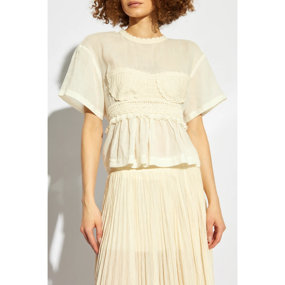 Ulla Johnson Gerimpelde top Beige Dames