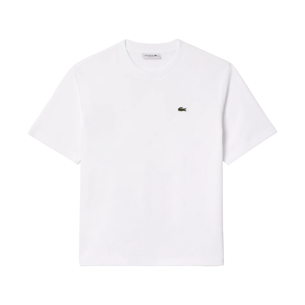 Lacoste Zachte Jersey T-shirt met Geribbelde Kraag White Dames