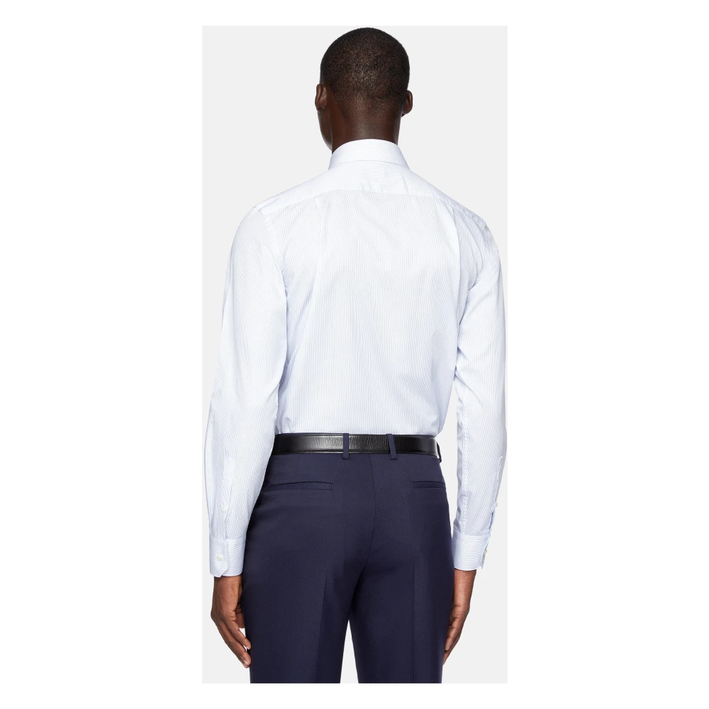 Boggi Milano Twill Napoli-kraag overhemd regular fit gestreept Blue Heren