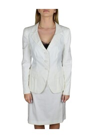 Elegante hvidt jakkesæt med slidskjørt
