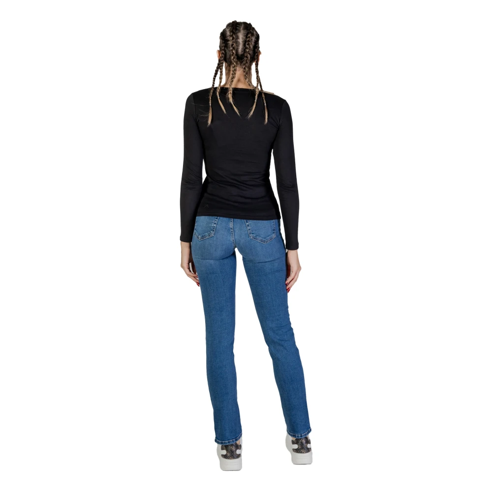 Guess Lange mouwen katoenen T-shirt collectie Black Dames