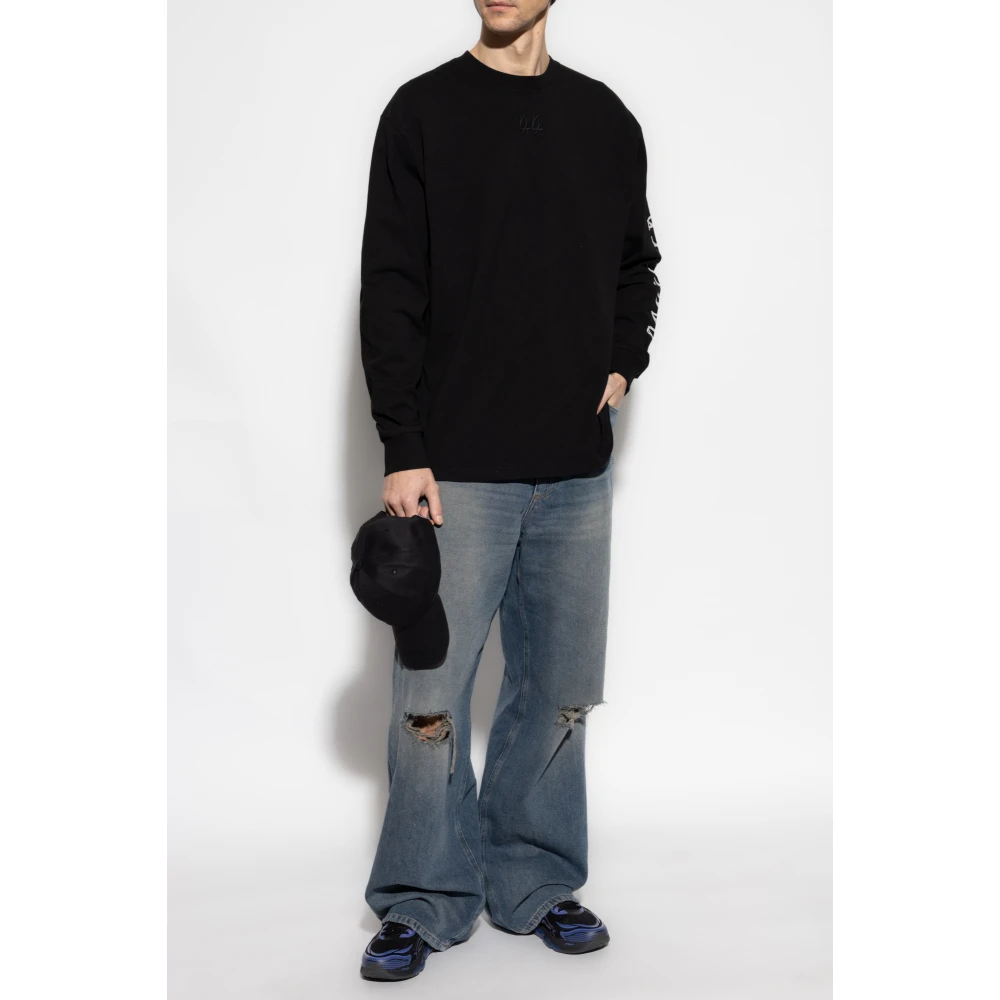 44 Label Group Lange mouw katoenen t-shirt Black Heren