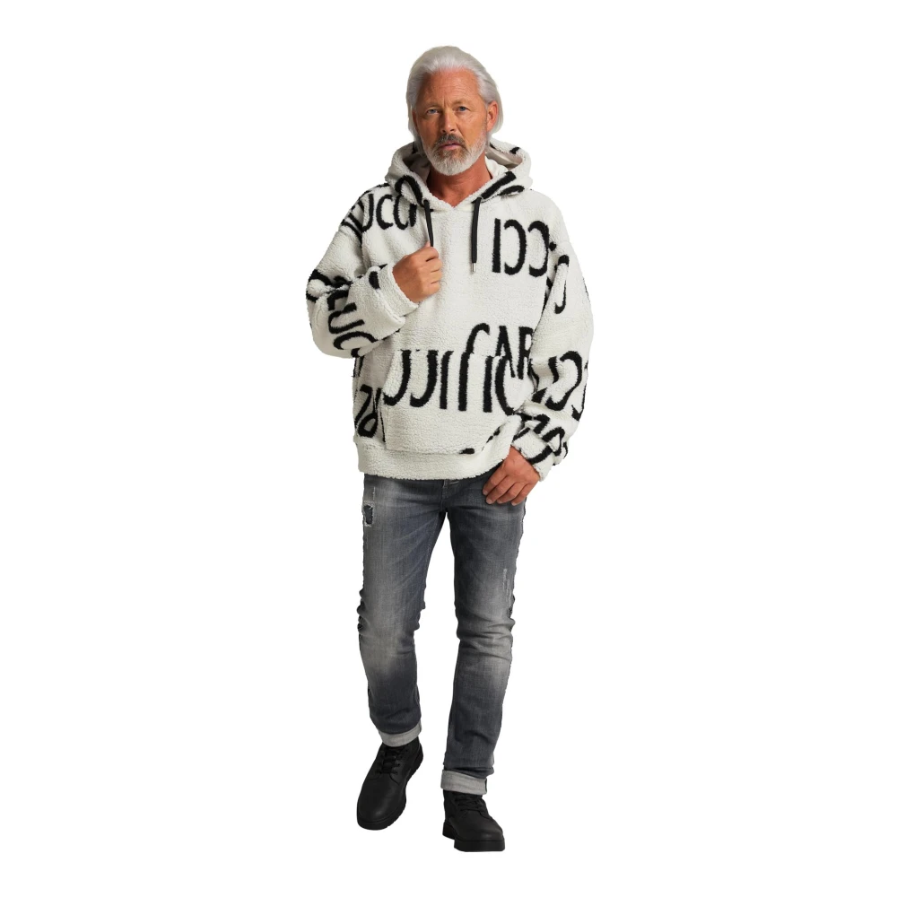 carlo colucci Teddyfell Hoodie met Loose Fit White Heren