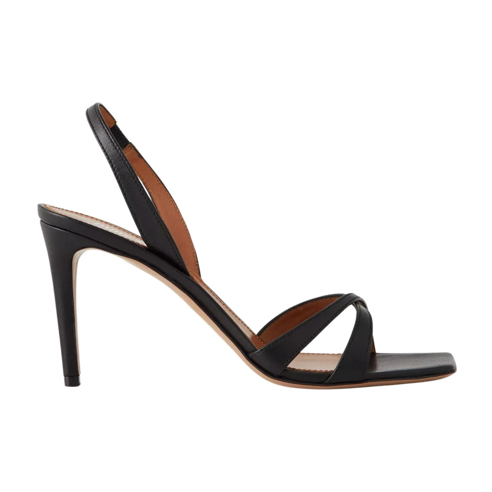 Paris Texas Women's Black Leather High Heel Sandals