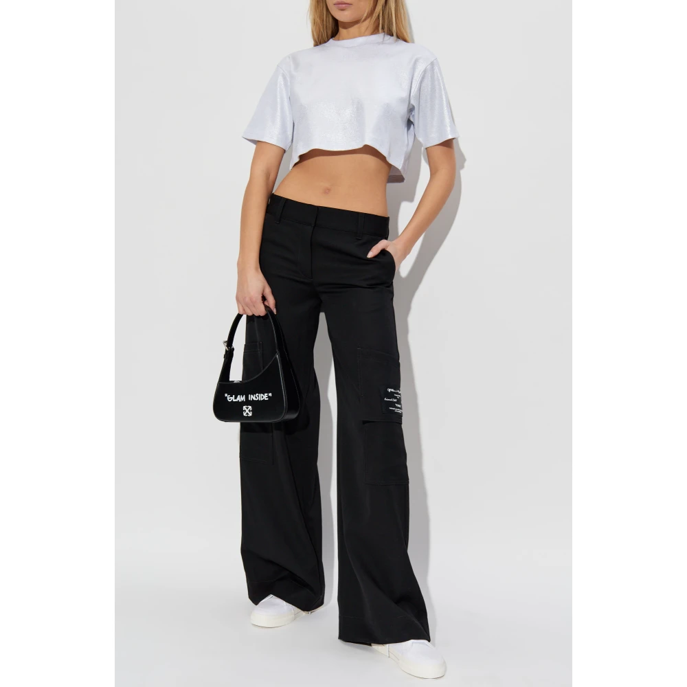 Off White Korte loszittende t-shirt Gray Dames