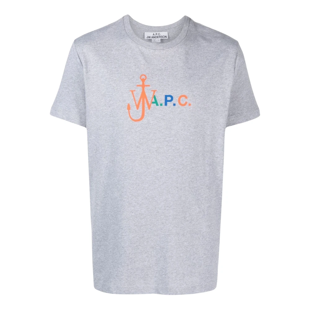 A.p.c. Grijze T-shirt met Logo Print Gray Heren