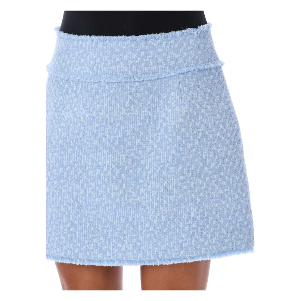 Dolce & Gabbana Tweed Mini Rok Lillac Blue Aw24 Blue Dames