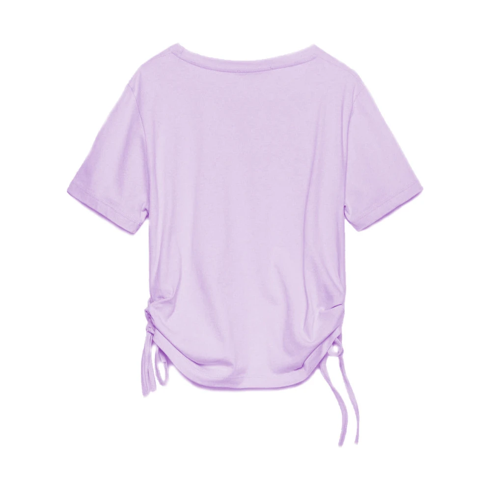 Hinnominate Jersey T-shirt met ruches en bungelende bandjes Purple Dames