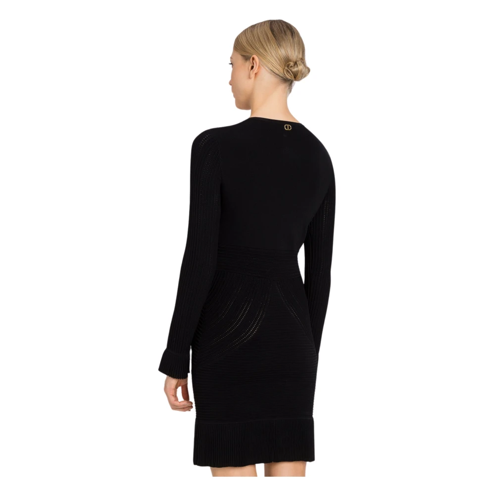 Twinset Zwarte Jurk met Lange Mouwen Black Dames