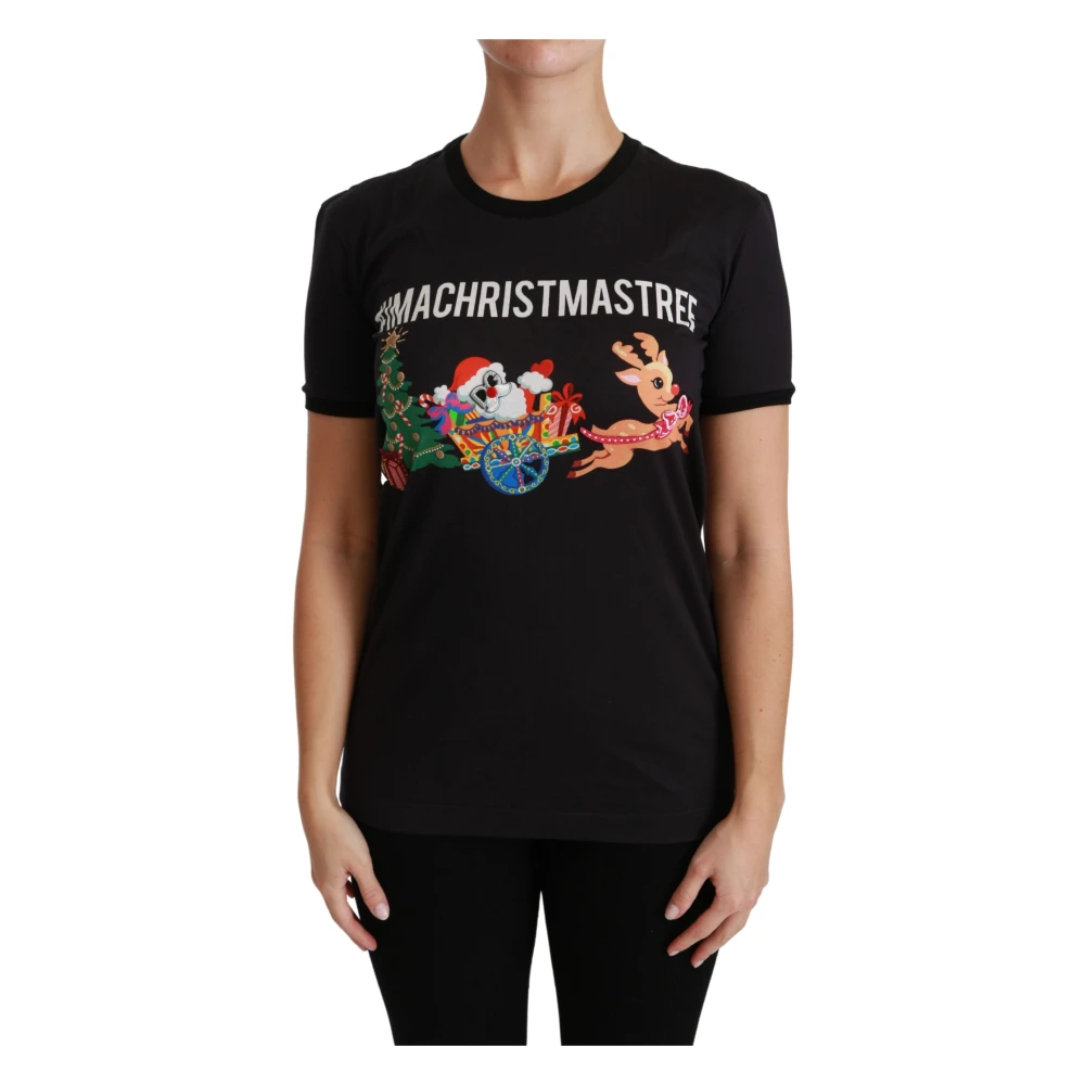 Dolce & Gabbana Women's Black T-Shirts, Xs, Imachristmastree Crewneck T-Shirt