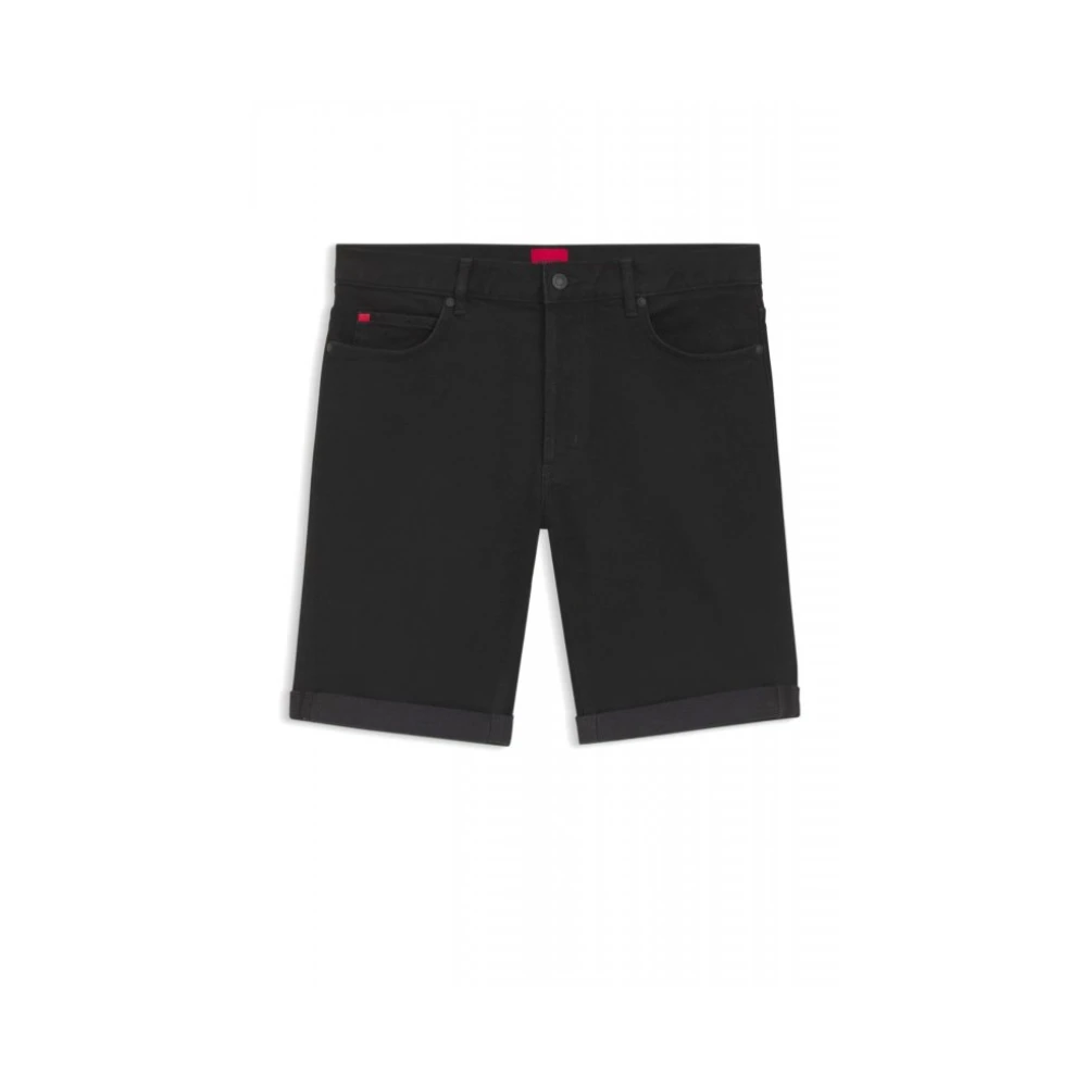 Hugo Men's Black Denim Shorts, W35, 634/S Tapered-Fit Shorts